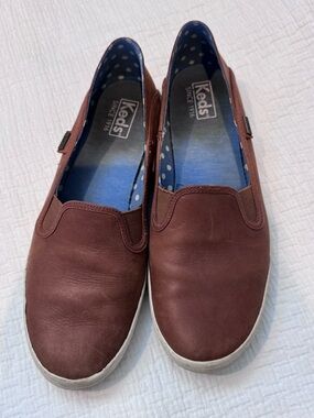 Keds brown leather slide on shoes 9.5